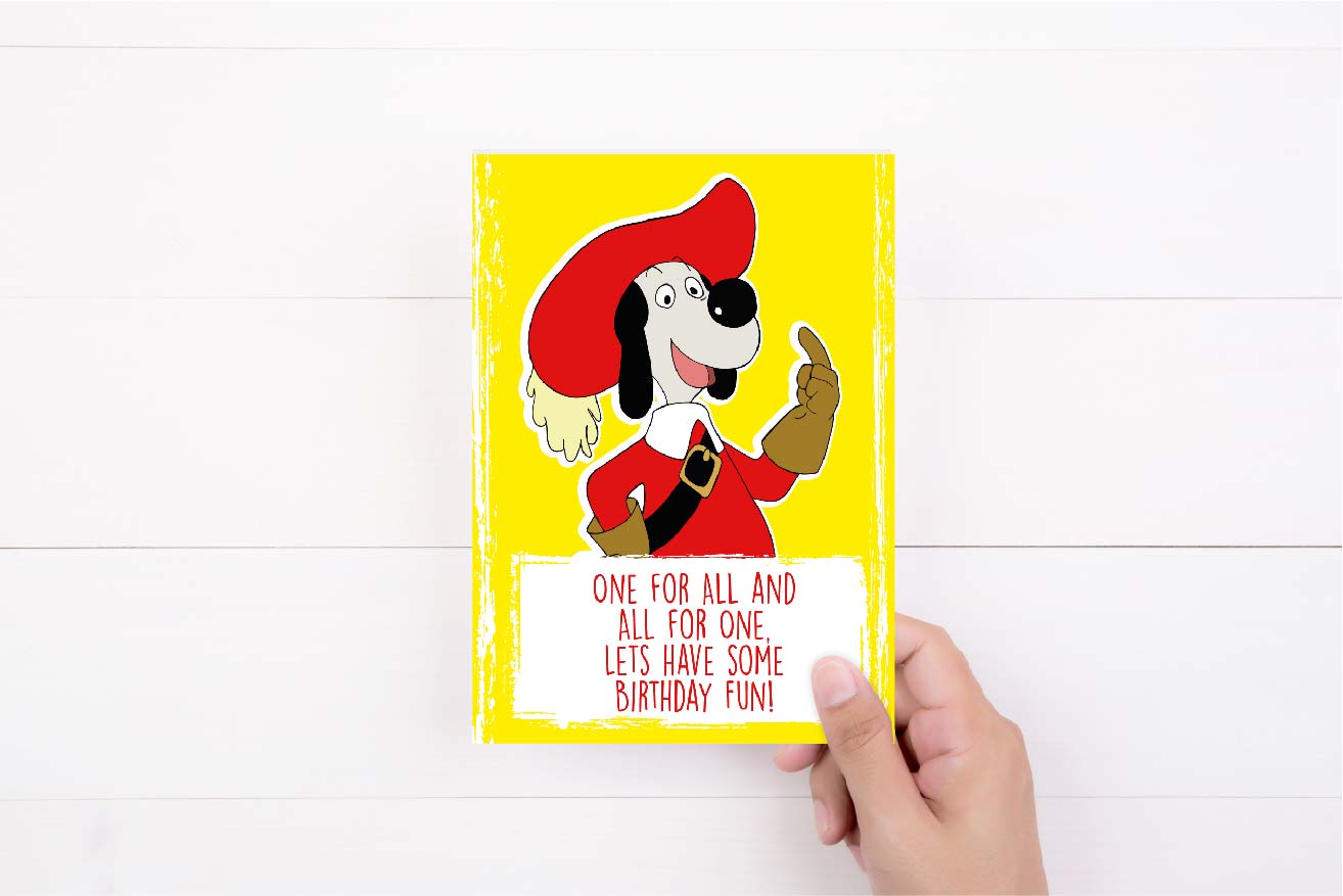 Dogtanian Birthday Card | All for One, One For all | Retro Card | Greeting Card