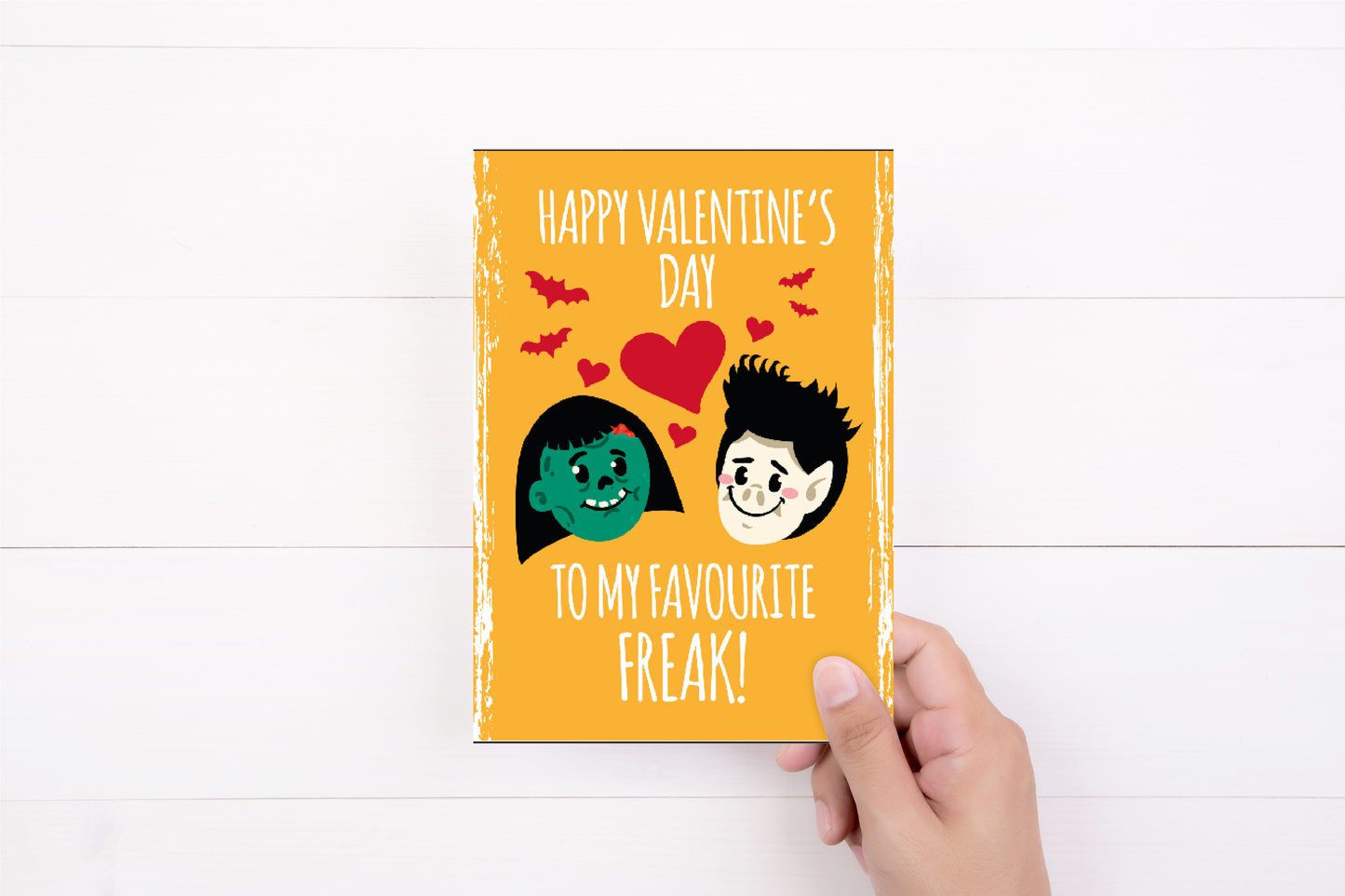 Valentines Card | To My Favourtie Freak | Goth Theme Orange | Cheeky Valentines