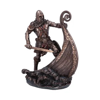 Halvor Viking Longship Figurine | 24cm | Norse | Bronze Finish