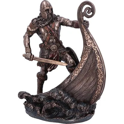 Halvor Viking Longship Figurine | 24cm | Norse | Bronze Finish