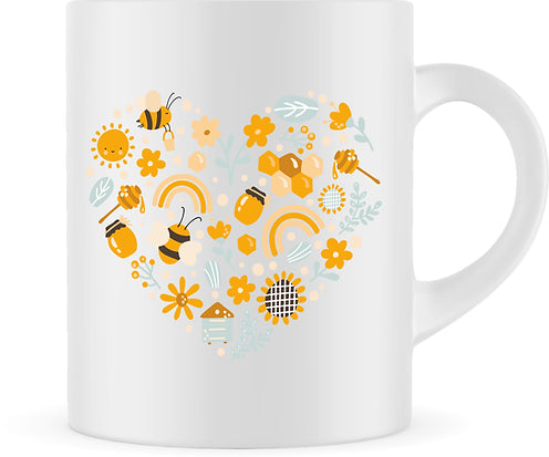 Bee Heart Mug | Bee Mug | Heart Mug | Coffee Mug