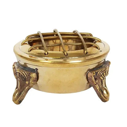 Brass Screen Top Incense Burner with Feet | Resin Burner