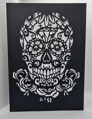 Candy Skull Card | Paper Cut Greeting Cards  | Sugar Skull | Birthday Card