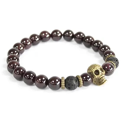 Bronze Skull Bracelet | Blood Stone | Gemstone Bracelet