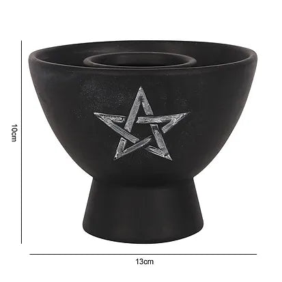 Black Pentagram Terracotta Smudge Bowl | Smudging | Cleansing