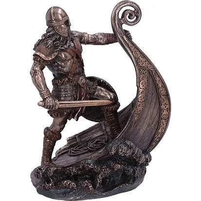 Halvor Viking Longship Figurine | 24cm | Norse | Bronze Finish