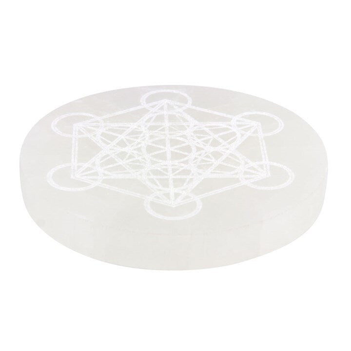 Crystal Charging Plate | Selenite | Metatron's Cube | Altar Piece