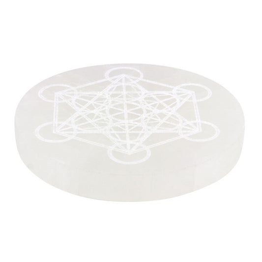 Crystal Charging Plate | Selenite | Metatron's Cube | Altar Piece