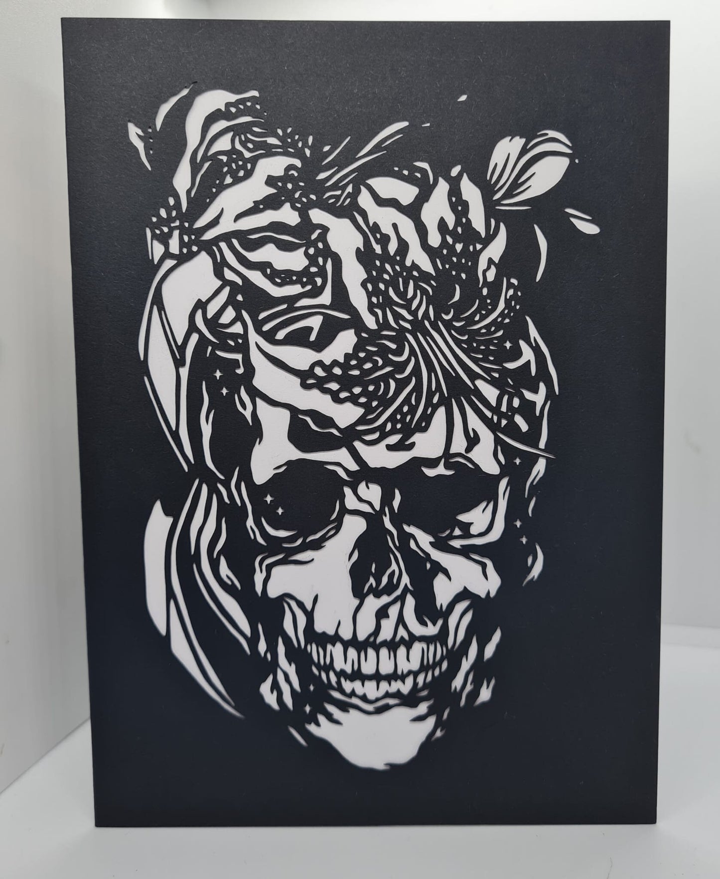 Skull Lilly Crown Card | Paper Cut Greeting Cards  | Birthday Card