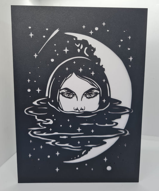 Lady of the Moon Card | Paper Cut | Birthday Card