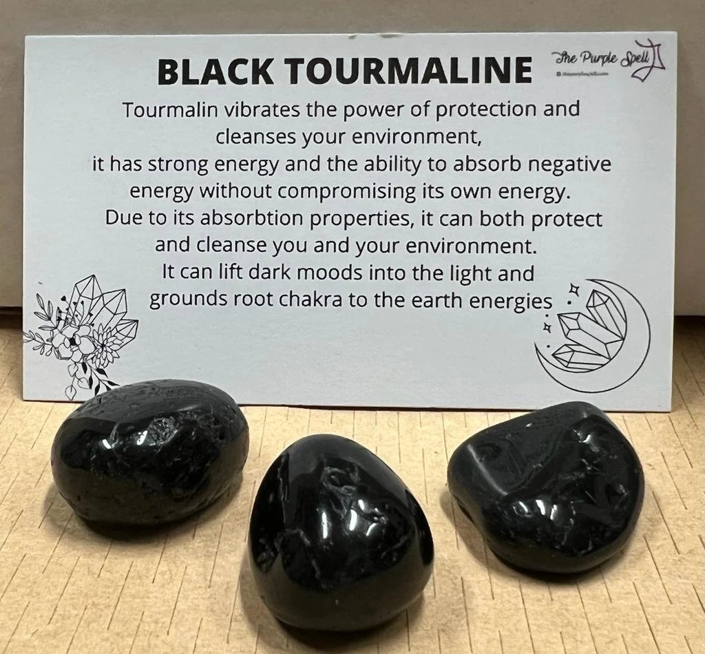 Black Tourmaline |  Tumble Stone | Set of 3 or Single | (20-30mm) | Cleanse and Protect