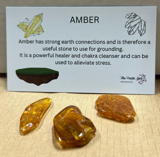 Amber |  Tumble Stone | Set of 3 or Single | (15-25mm) | Grounding