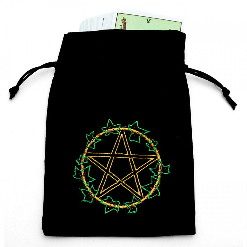 Pentacle with Ivy Tarot Bag |  Pentagram Oracle Card Bag | Drawstring |