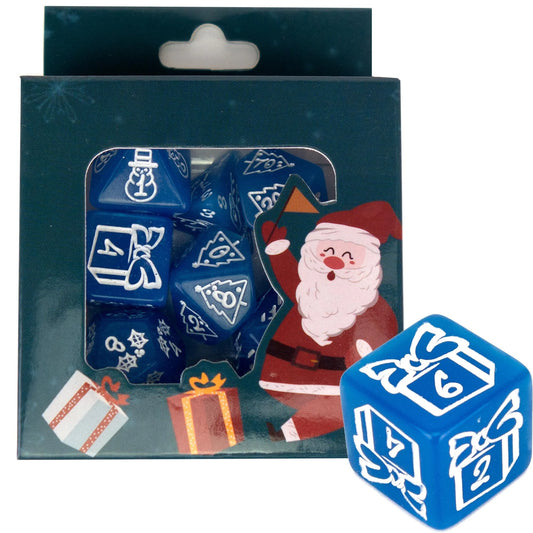 Poly Dice Set | Christmas Edition | Blue (White) | Dungeon and Dragons  Dice