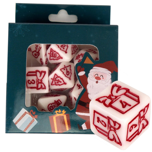 Poly Dice Set | Christmas Edition | White (Red) | Dungeon and Dragons  Dice