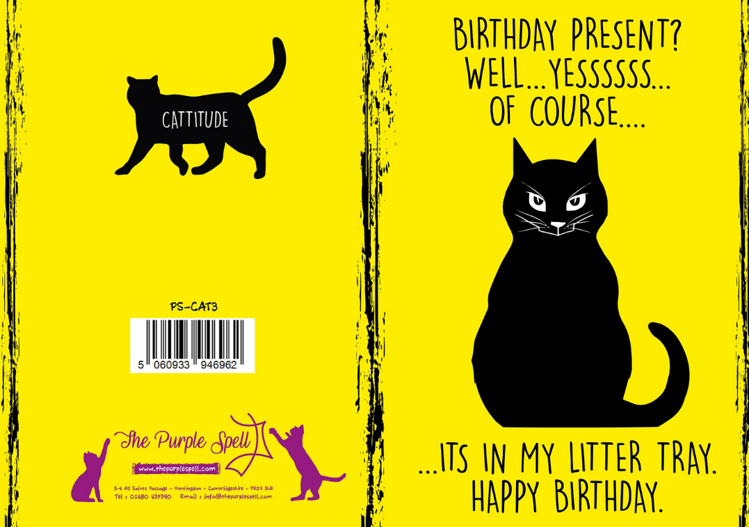 Birthday Card | Cattitude |Greeting Card | Clean My Litter Tray