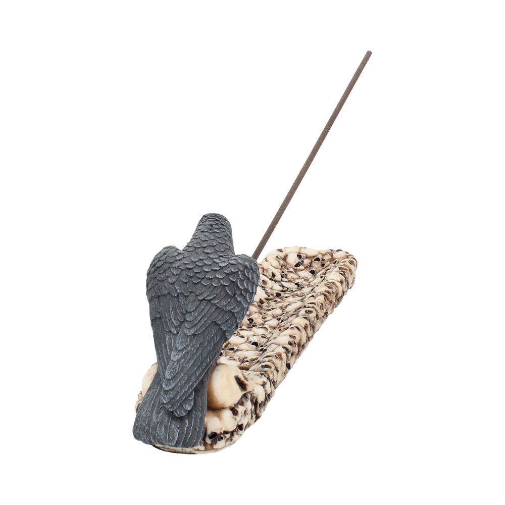 Raven Perched On A Skull Incense Holder | 25cm | Incense Stick Holder