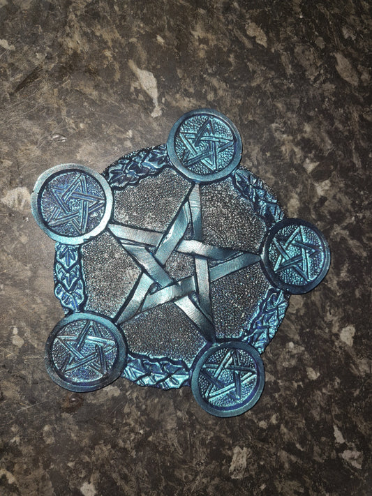 Pentagram Tealight Holder | Candleholder | Altar Piece | Pagan Decor | Resin