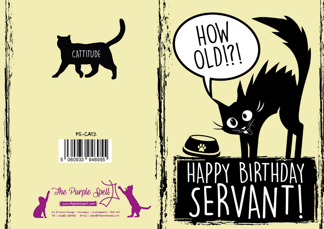 Birthday Card | Cattitude |Greeting Card | Happy Birthday Servant