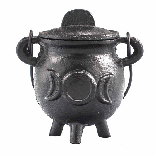 Cast Iron Cauldron with Triple Moon | 6.5x13cm | Witch Altar | Spell Work