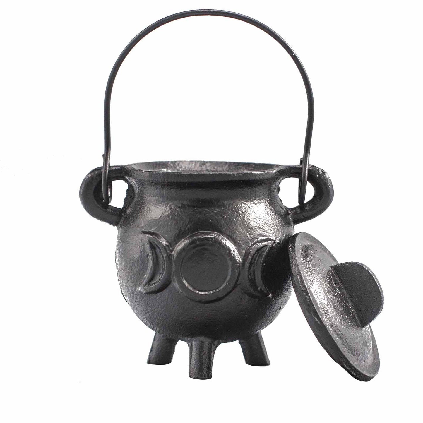 Cast Iron Cauldron with Triple Moon | 6.5x13cm | Witch Altar | Spell Work