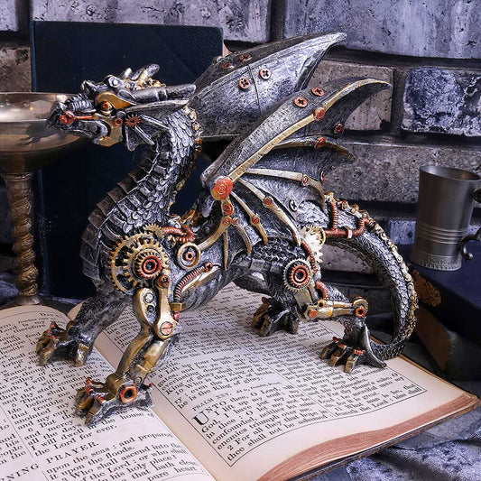 Small Dracus Machina Mechanical Dragon Figure | 20.5cm | Steampunk | Dragon Figurine