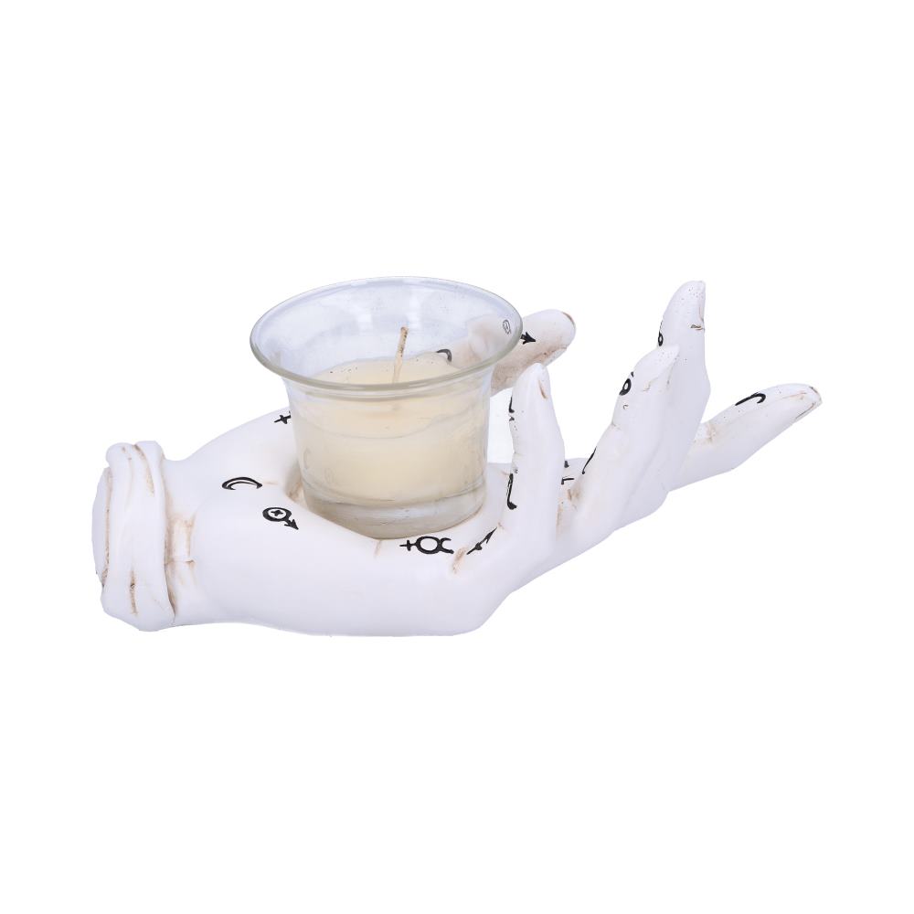 Palmist's Prediction White Chiromancy Hand Candle Holder | 18.3cm | Tealight Holder |