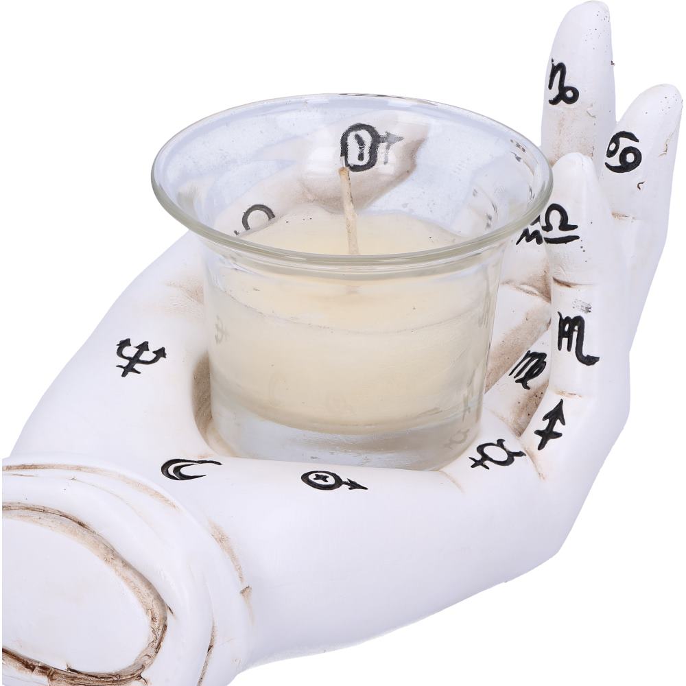 Palmist's Prediction White Chiromancy Hand Candle Holder | 18.3cm | Tealight Holder |