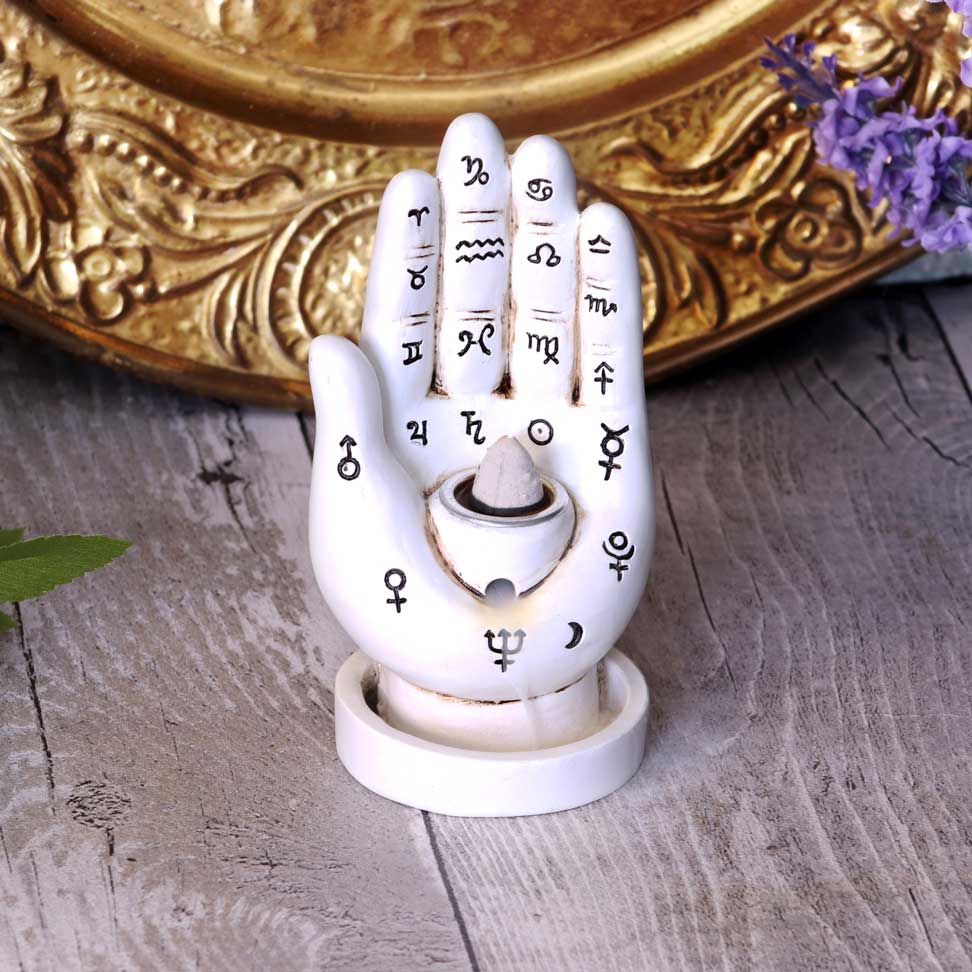 Palmistry Backflow Incense Burner | White 12cm | Home Fragrance